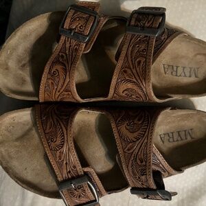 COPY - Myra leather western slides, size 9